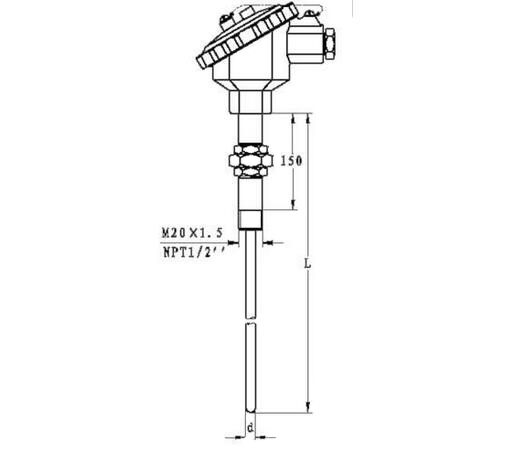 活动管接头安装(也叫活络管接头)热电阻图示